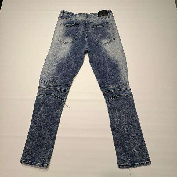 Decibel Men’s Distressed Acid Wash Moto Jeans – 36x32 - Picture 10 of 16
